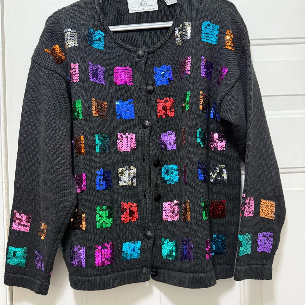 Vintage Design Options by Philip & Jane Gordon Cardigan Sequin Sweater size M